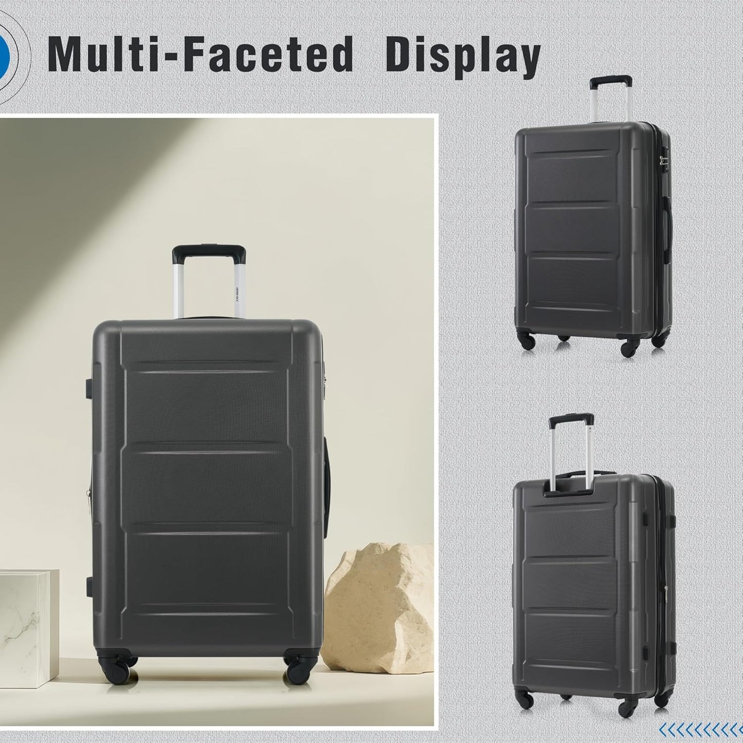 Merax Luggage Set 2 Piece Suitcase Sets with Spinner Wheel,Lightweight Hardside Expandable Travel Laggage with TSA Lock,Suitcase with Travel Bag(20"/28",Dark Gray)