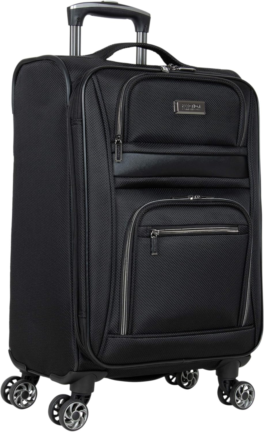 Kenneth Cole REACTION Rugged Roamer Lightweight Softside Expandable 8-Wheel Spinner Luggage, Black, 2-Piece (20” Carry-On/28” Check Size)