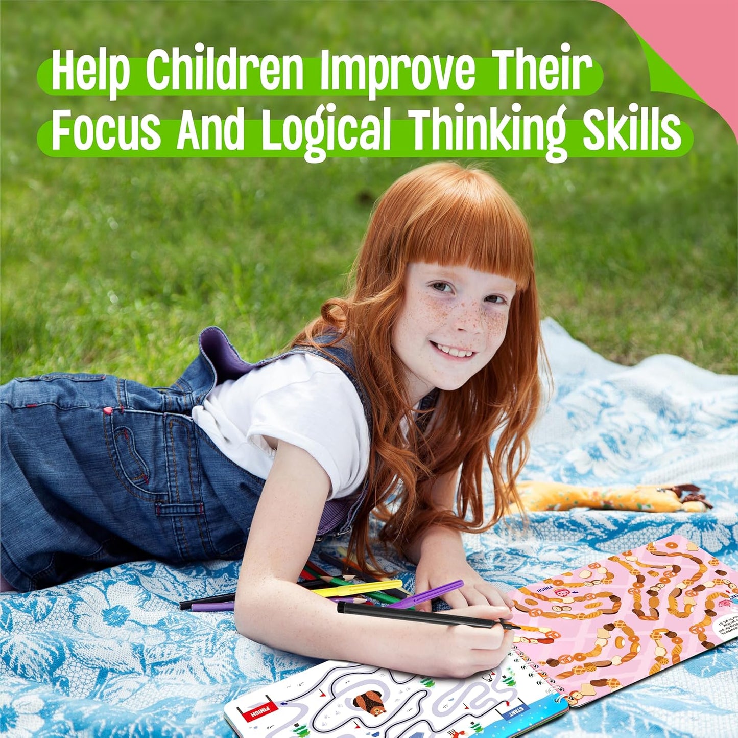 SpriteGru Dry Erase Mazes Game Pad, 30 Mazes Reusable & Erasable Book, Fun Brain Challenge Games Interesting Educational Toy and Learning Tool for Road Trip Airplane Travel