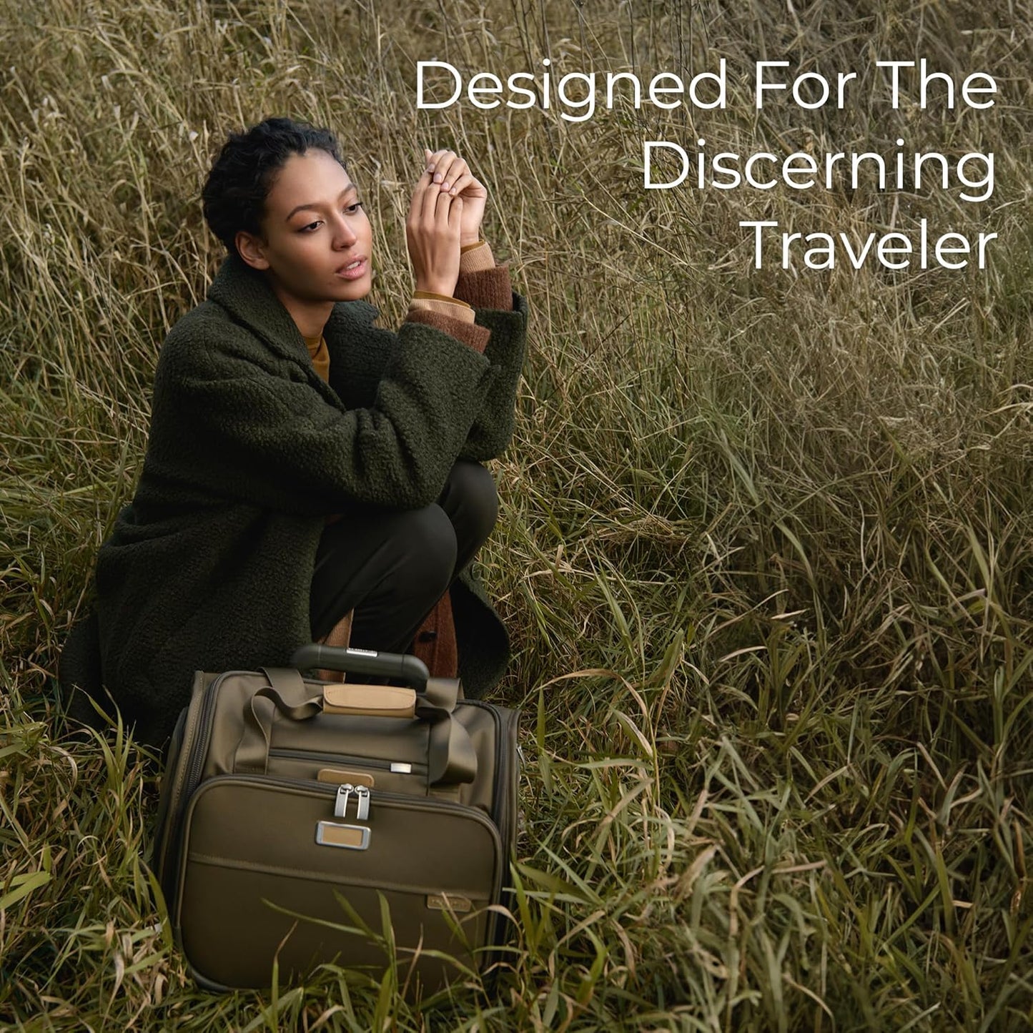 Briggs & Riley 2-Wheel Cabin Bag - Carry On Luggage for Travel, Suitcases with Wheels, Softside Rolling Bag for Men & Women, Interlocking Handle, Self-Repairing Zipper - Baseline Collection, Olive