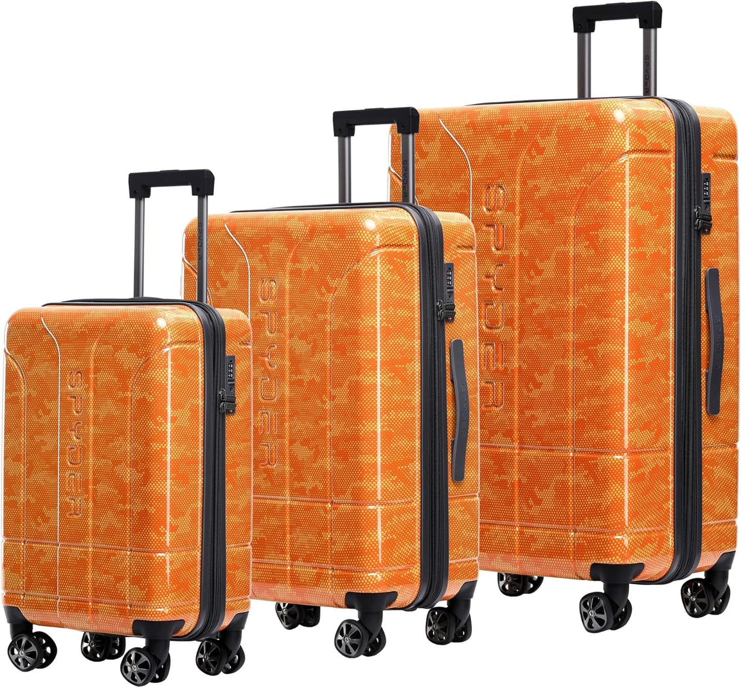 Spyder Matrix 3-Piece Hardside Luggage Set (20", 25", 29"), Durable Lightweight Hardshell Suitcases with 360° Spinner Wheels, Expandable for up to 15% More Space, TSA Approved Lock, Orange