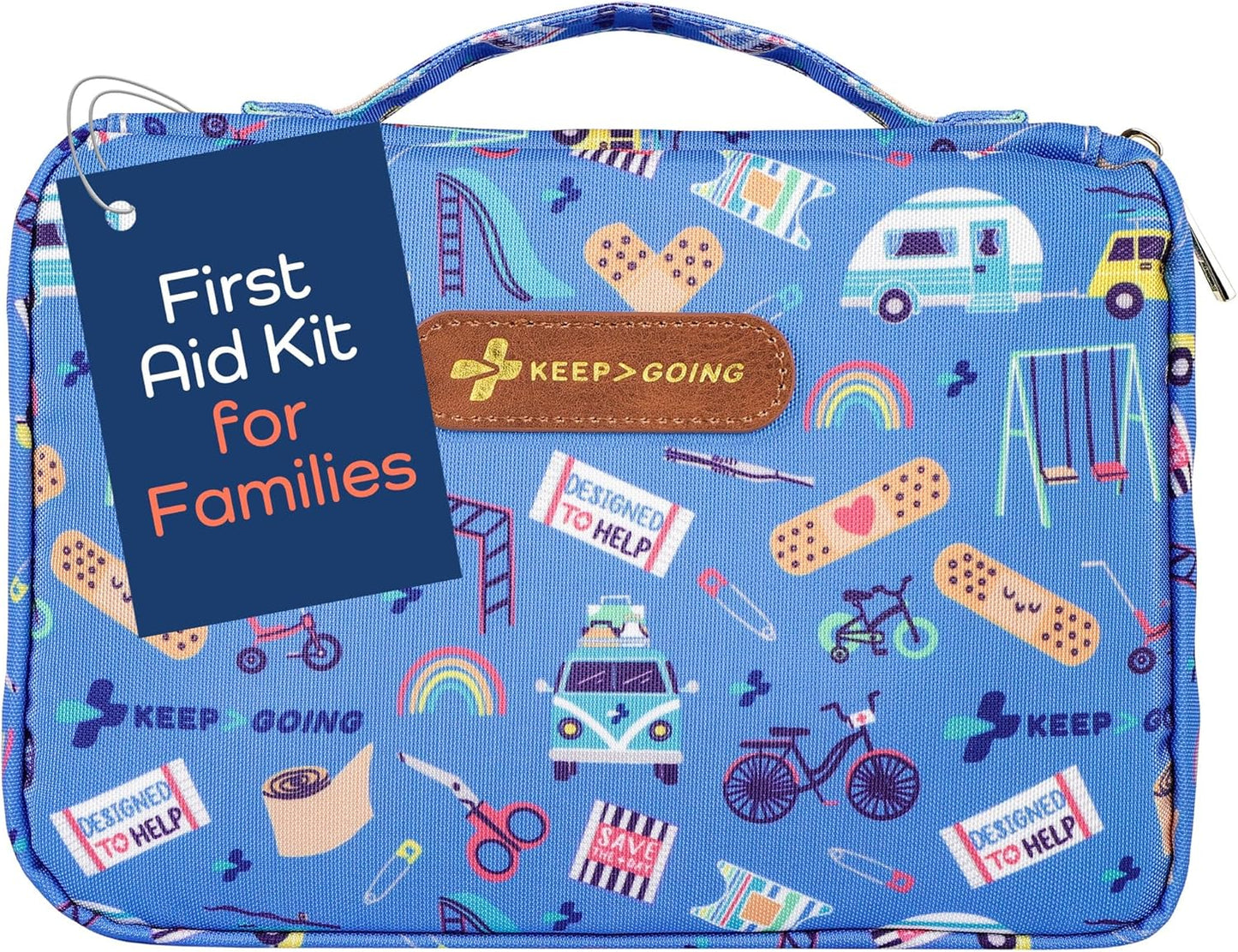 KeepGoing Large Home First Aid Kit for Kids – 270 Pc. for Car, Home, Dorm, & Boat with Latex-Free Bandages – 10 x 7 x 3.5 in. Travel First Aid Kit (Signature)