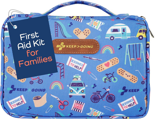 KeepGoing Large Home First Aid Kit for Kids – 270 Pc. for Car, Home, Dorm, & Boat with Latex-Free Bandages – 10 x 7 x 3.5 in. Travel First Aid Kit (Signature)