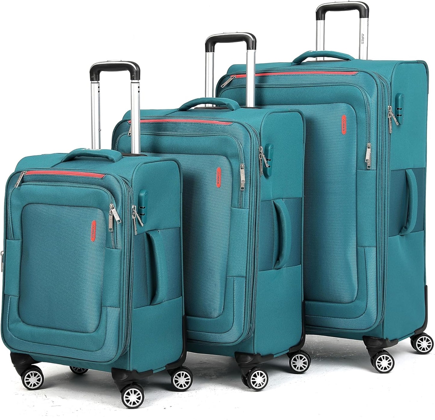 Luggage Sets 3Piece Softside Extra Large Size Expandable Lightweight Durable Suitcase Sets Double Spinner Wheels Combination Lock Blue Luggage For Overseas Journey(22in/26in/30in)(Teal)