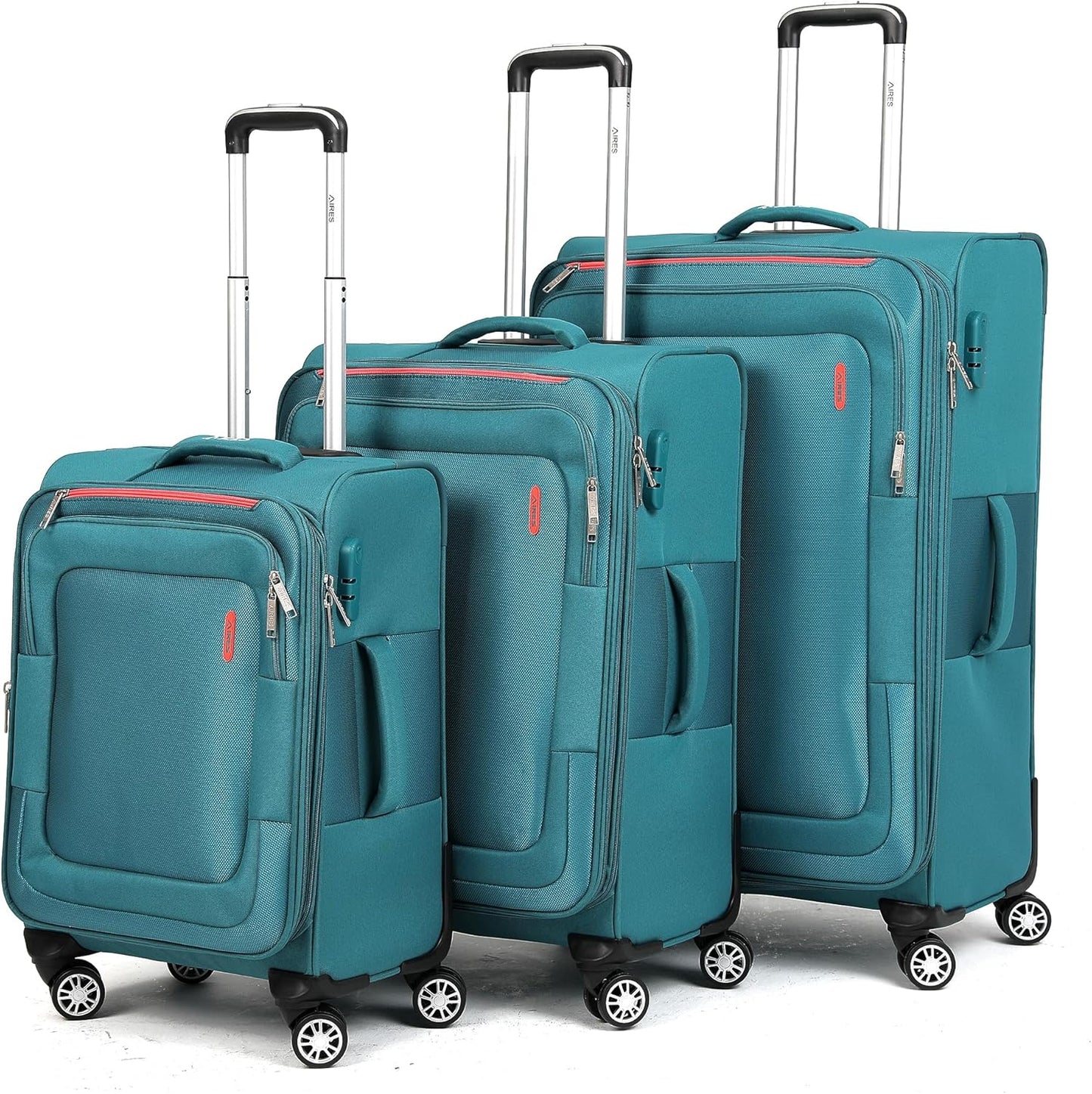 Luggage Sets 3Piece Softside Extra Large Size Expandable Lightweight Durable Suitcase Sets Double Spinner Wheels Combination Lock Blue Luggage For Overseas Journey(22in/26in/30in)(Teal)