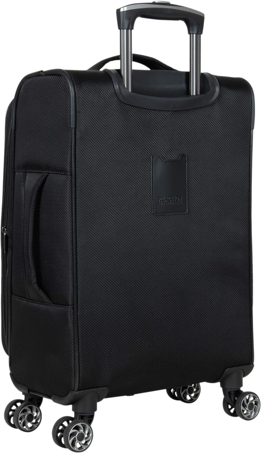 Kenneth Cole REACTION Rugged Roamer Lightweight Softside Expandable 8-Wheel Spinner Luggage, Black, 20-Inch Carry-On