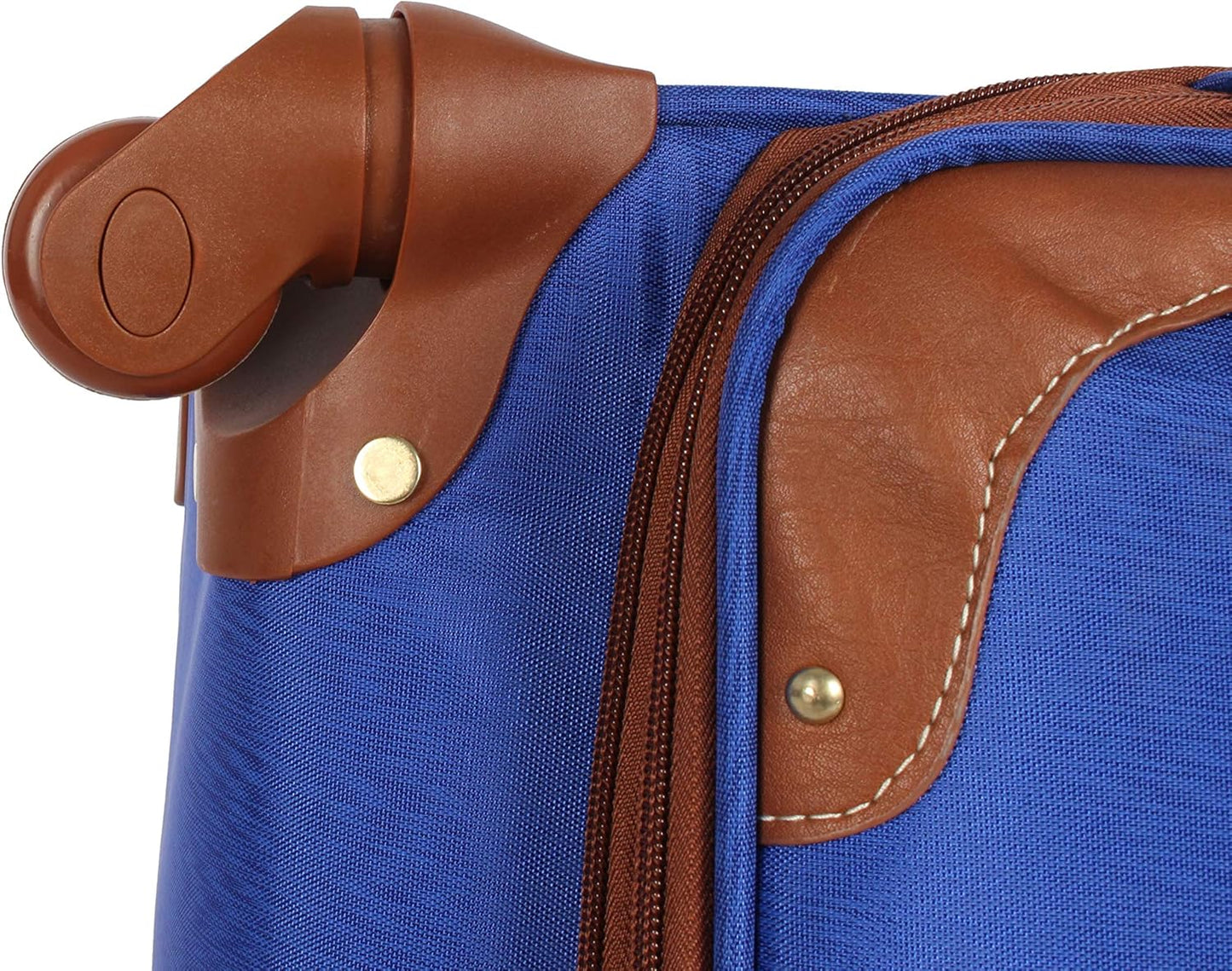 Steve Madden Designer Luggage Collection - Expandable 24 Inch Softside Bag - Durable Mid-sized Lightweight Checked Suitcase with 4-Rolling Spinner Wheels (Global Blue)