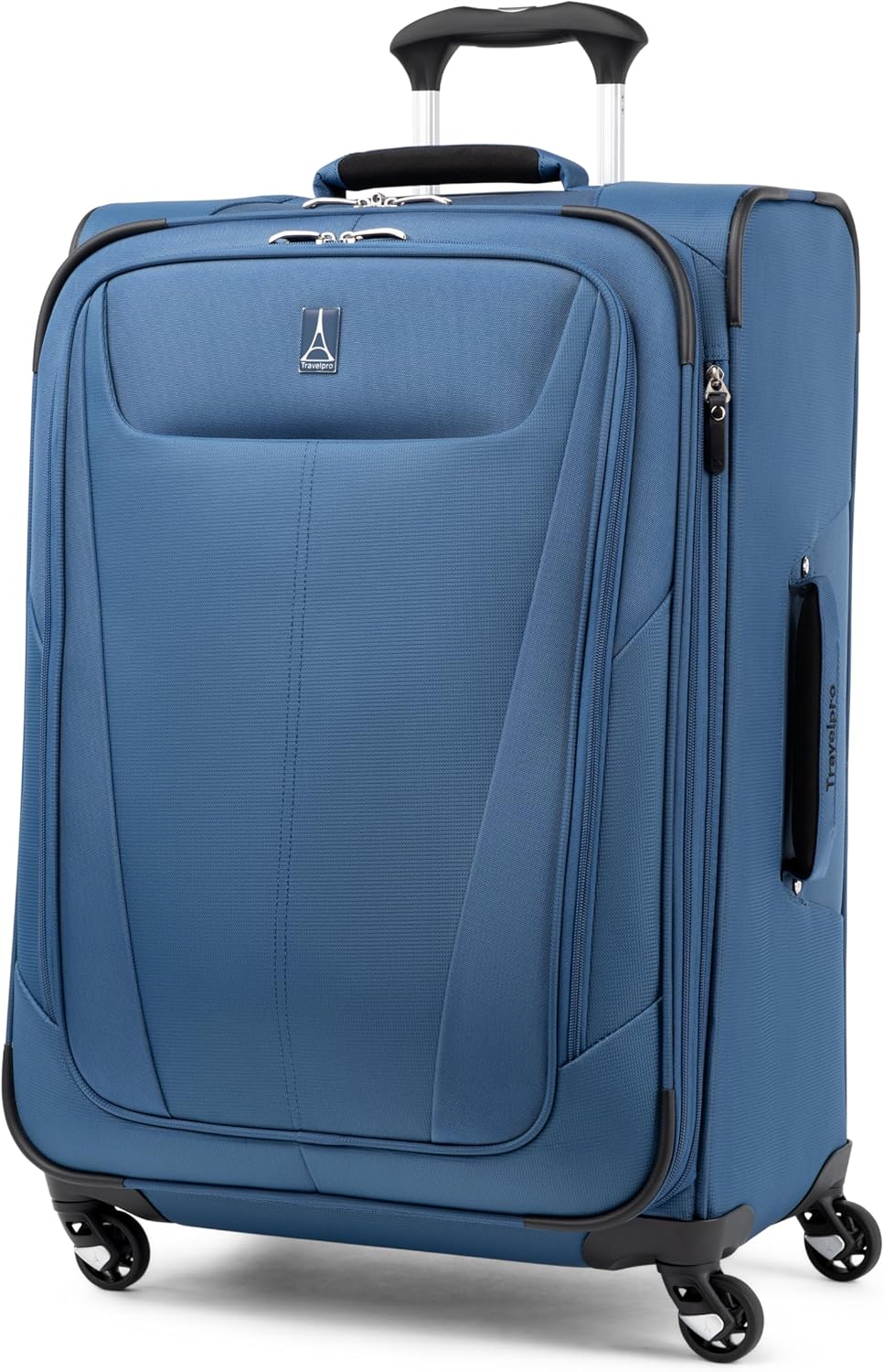 Travelpro Maxlite 5 Softside Expandable Luggage with 4 Spinner Wheels, Lightweight Suitcase, Men and Women, Ensign Blue, Checked-Medium 25-Inch