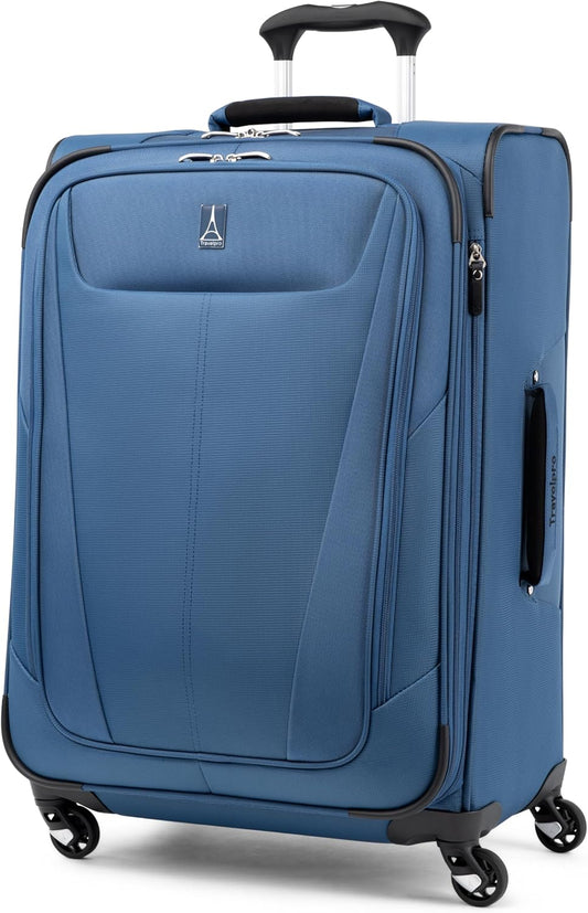 Travelpro Maxlite 5 Softside Expandable Luggage with 4 Spinner Wheels, Lightweight Suitcase, Men and Women, Ensign Blue, Checked-Medium 25-Inch