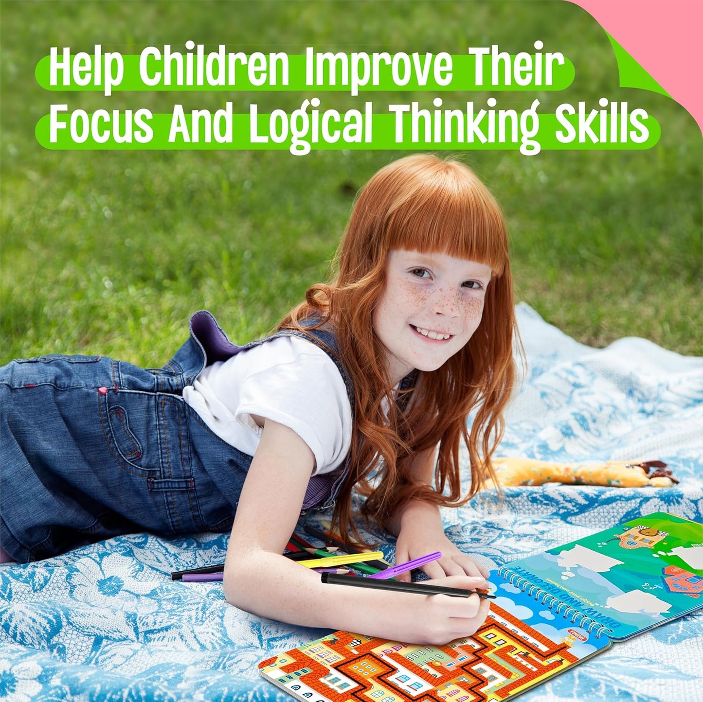 SpriteGru 31 Dry Erase Activities Book, Reusable & Erasable Game Pad, Explore and Find, Maze Matching TIC-TAC-Toe Dot to Dot Educational On The Go Toy and Learning Tool for Road Trip Airplane Travel