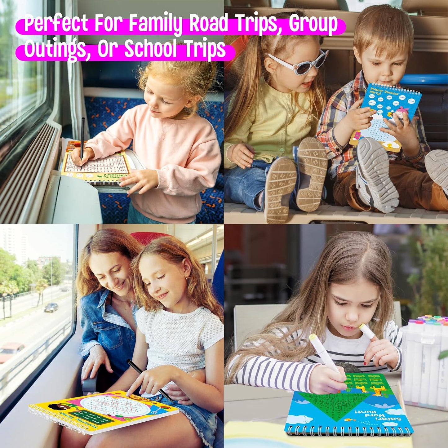 SpriteGru Dry Erase Word Search Game Pad, 30 Reusable & Erasable Word Games, Search & Find Puzzles Brain-Boosting Activity Book for Kids, Educational Toy for Road Trip Airplane Travel