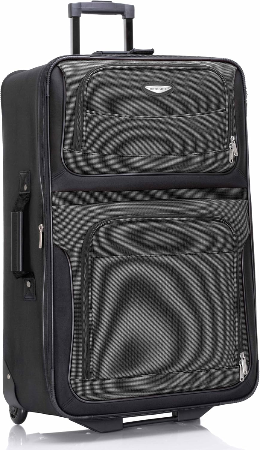 Travel Select Amsterdam 29-Inch Softside Expandable Rolling Upright Luggage, Lightweight 2-Wheel Check-In Suitcase with Push-Button Handle, Gray