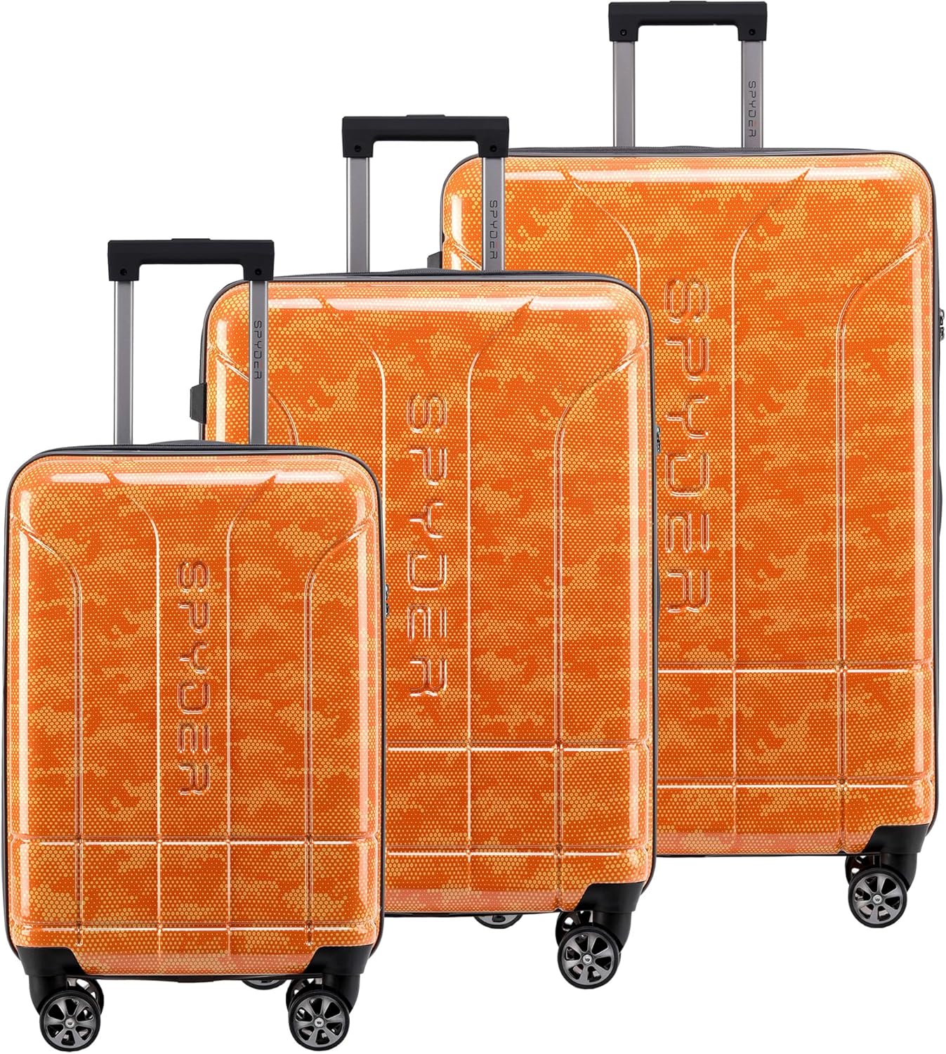 Spyder Matrix 3-Piece Hardside Luggage Set (20", 25", 29"), Durable Lightweight Hardshell Suitcases with 360° Spinner Wheels, Expandable for up to 15% More Space, TSA Approved Lock, Orange
