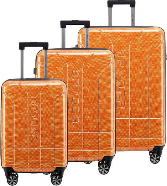 Spyder Matrix 3-Piece Hardside Luggage Set (20", 25", 29"), Durable Lightweight Hardshell Suitcases with 360° Spinner Wheels, Expandable for up to 15% More Space, TSA Approved Lock, Orange