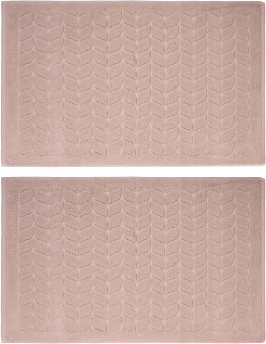 BAGNO MILANO Turkish Bath Towels, Soft Plush Jacquard Luxury Bath Towels, Quick Dry Towel Set (Latte, 2 Pcs Bathmat Set)