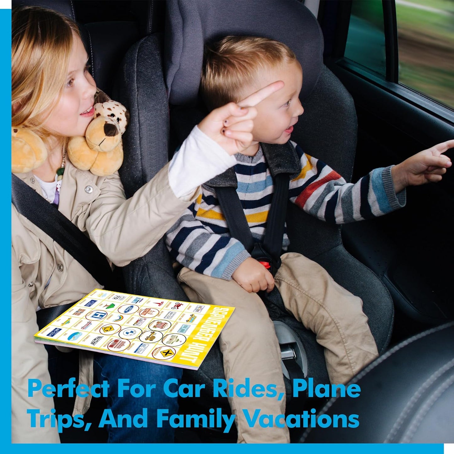 Road Trip Game Pad, 80 Perforated Sheets Travel Activity Pad, 5 Games in 1 Pad, Plane, Car Trip Activity, Pen Pencil & Paper Game for Kids, Adults (6” x 9”)
