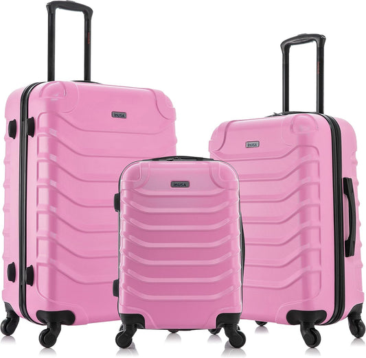 InUSA ENDURANCE Luggage with Spinner Wheels | Durable Lightweight Hardshell Spacious Travel Sets with Handle and Trolley | (20in, 24in, 28in) 3 Piece Luggage Set | Pink