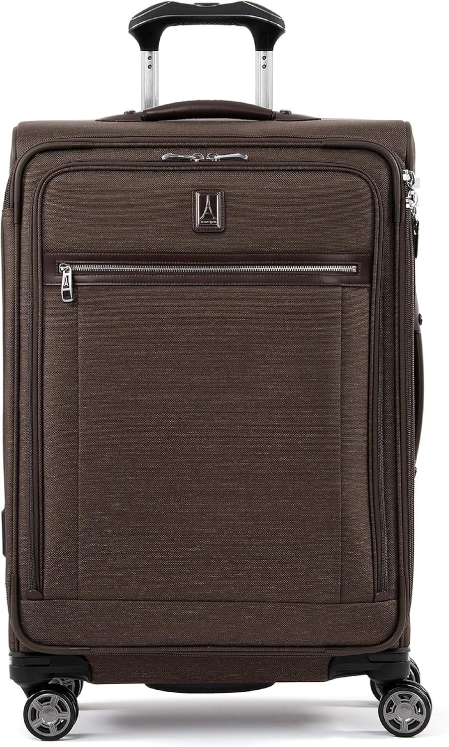 Travelpro Platinum Elite Softside Expandable Checked Luggage, 8 Wheel Spinner Suitcase, TSA Lock, Men and Women, Rich Espresso Brown, Checked Medium 25-Inch