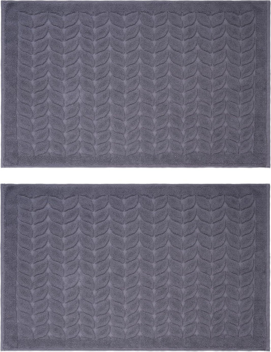 BAGNO MILANO Turkish Bath Towels, Soft Plush Jacquard Luxury Bath Towels, Quick Dry Towel Set (Charcoal, 2 Pcs Bathmat Set)