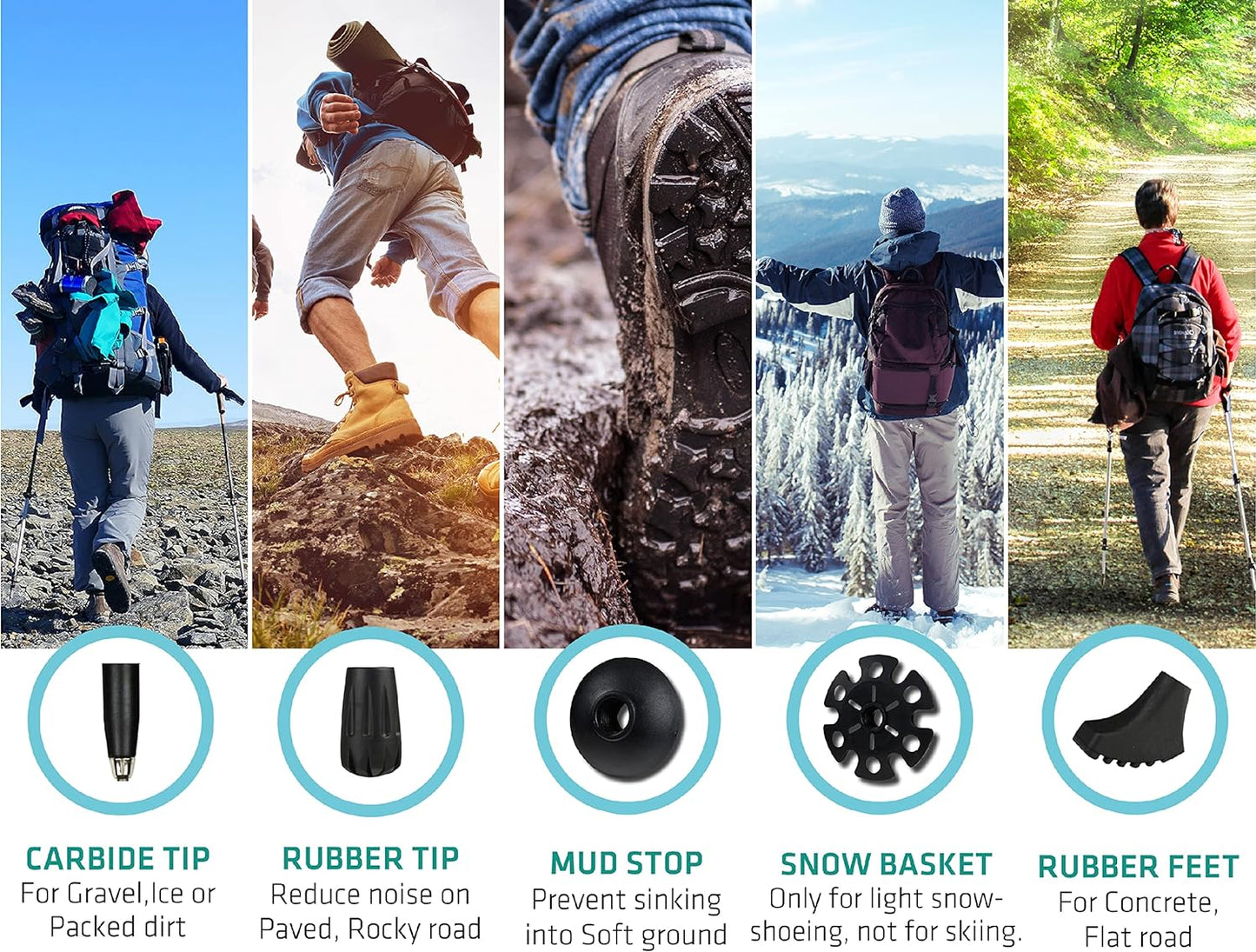 TREKOLOGY Trek-Z Cork Grip Trekking Poles – Lightweight Folding Hiking Poles, Adjustable Height, Compact Travel Design, Aircraft-Grade Aluminum Walking Sticks for Men & Women