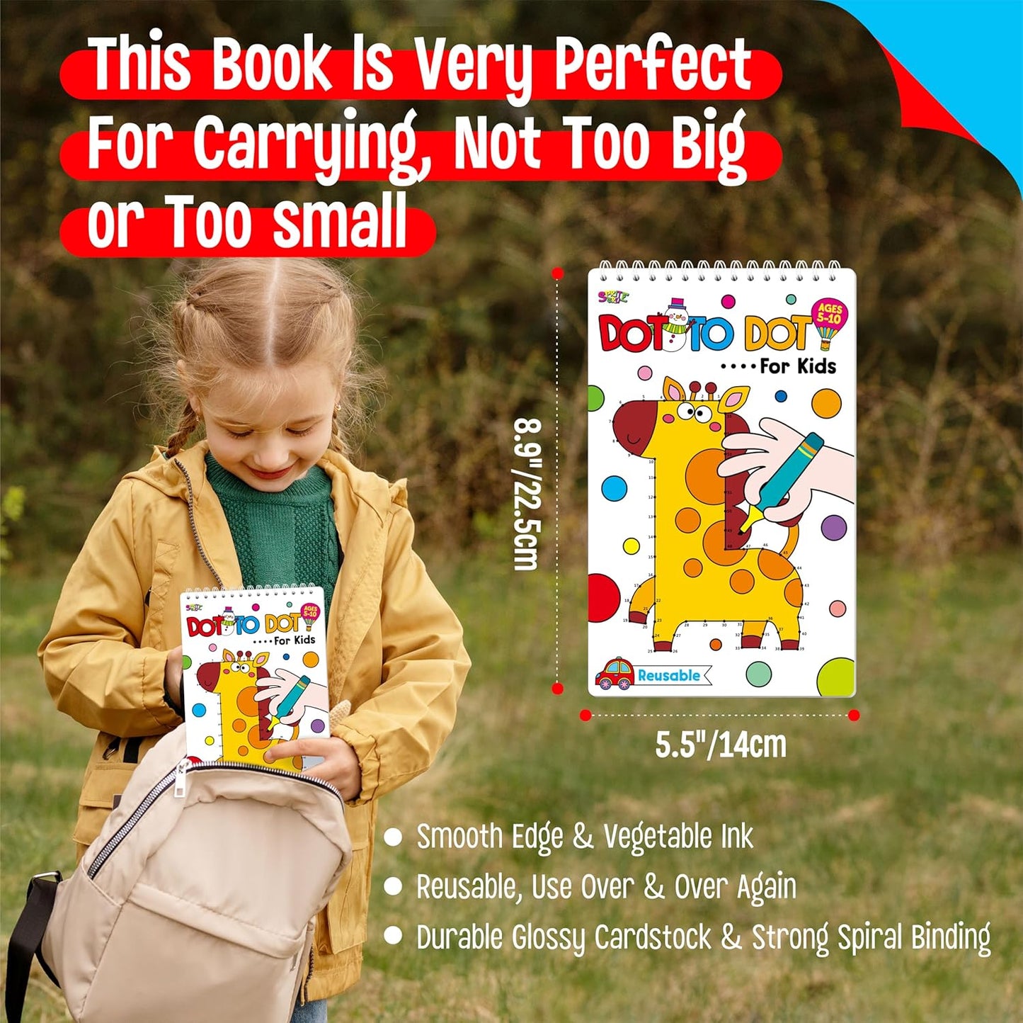 Do-to-Dot Game Pad, 30 Reusable & Erasable Number Connecting Games, Dry Erase Animal/Castle/Ship Dot to Dot Workbook for Kids, Educational Toy for Road Trip, Airplane & Car Travel Activities