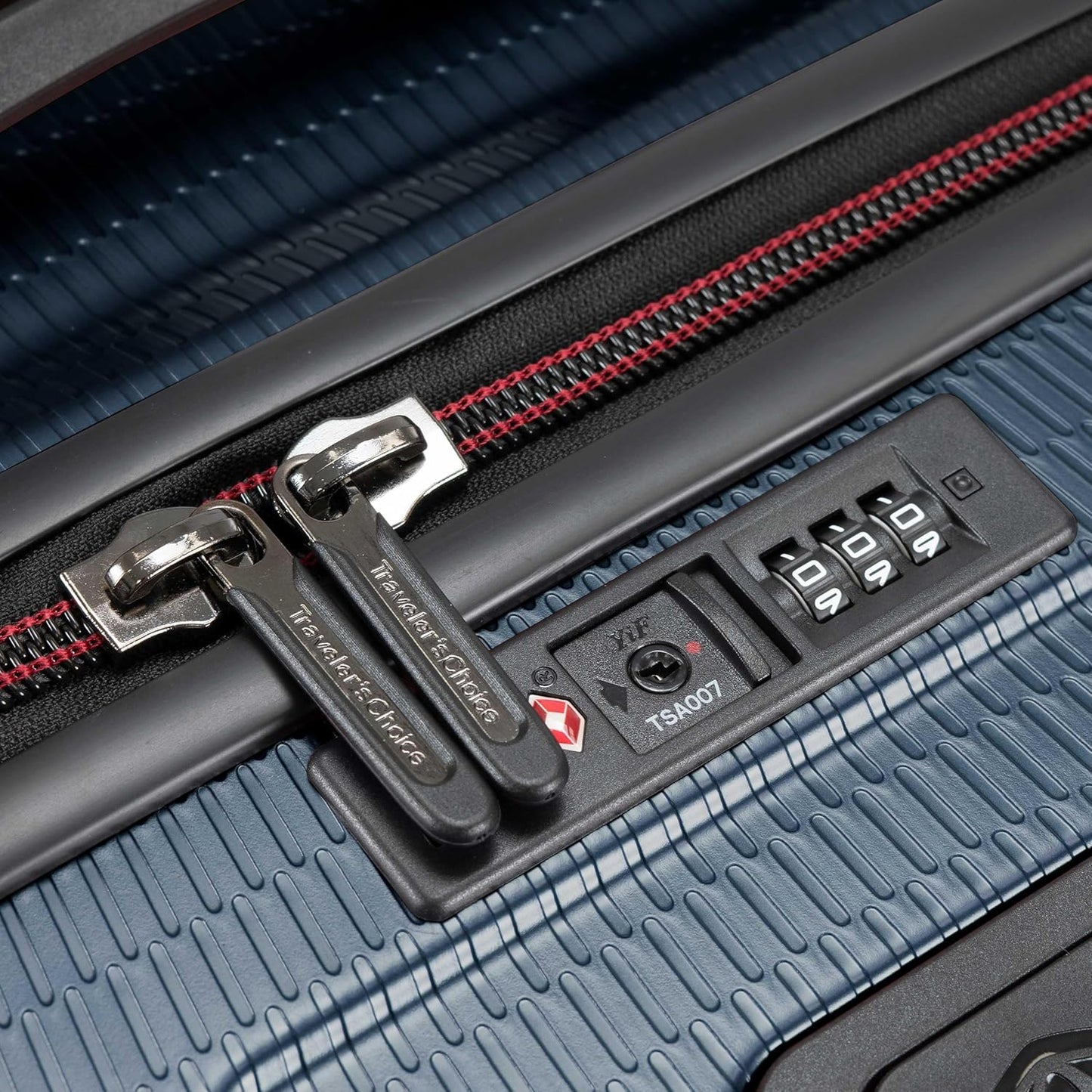 Traveler's Choice Maxporter II 22" Hardside Polycarbonate Spinner Carry-On Luggage, USB Port, TSA Lock, Navy