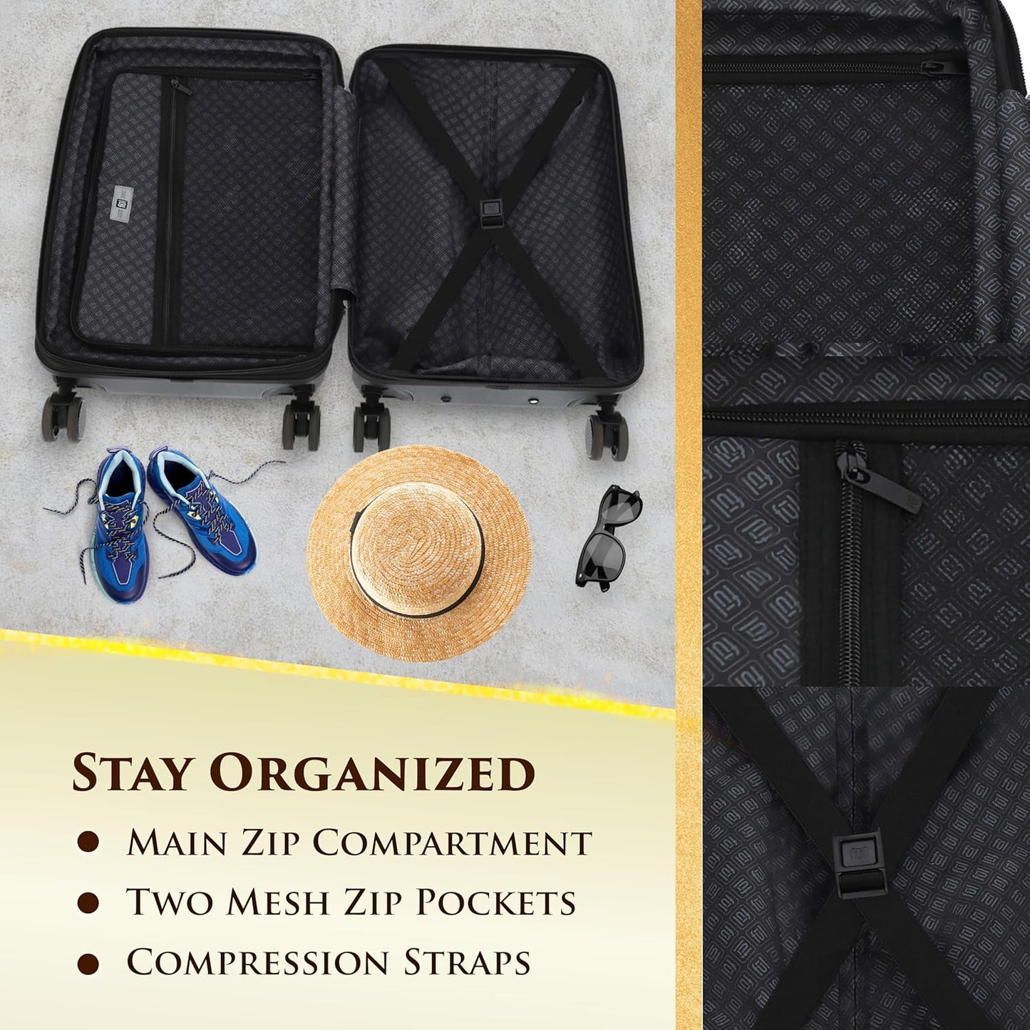 FUL Harry Potter 22.5 Inch Carry On Luggage, Hogwarts Crest Hardshell Rolling Suitcase with Spinner Wheels, White