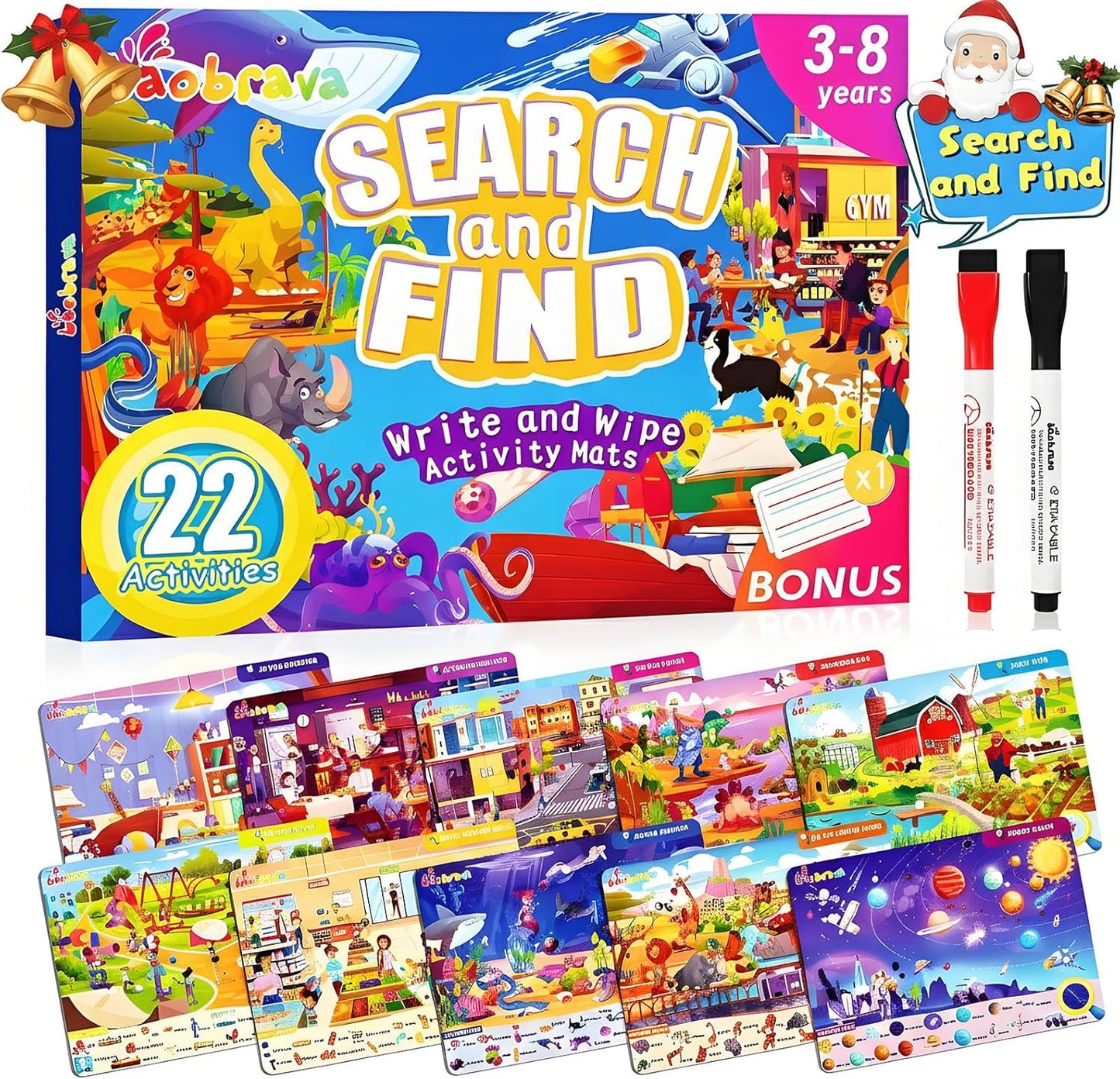 Search and Find Game Books - Preschool Learning Activities for Kids Age 3-8, Travel Games for or Road Trip Car Airplane, Educational Seek Activity Birthday Gifts for Boys and Girls