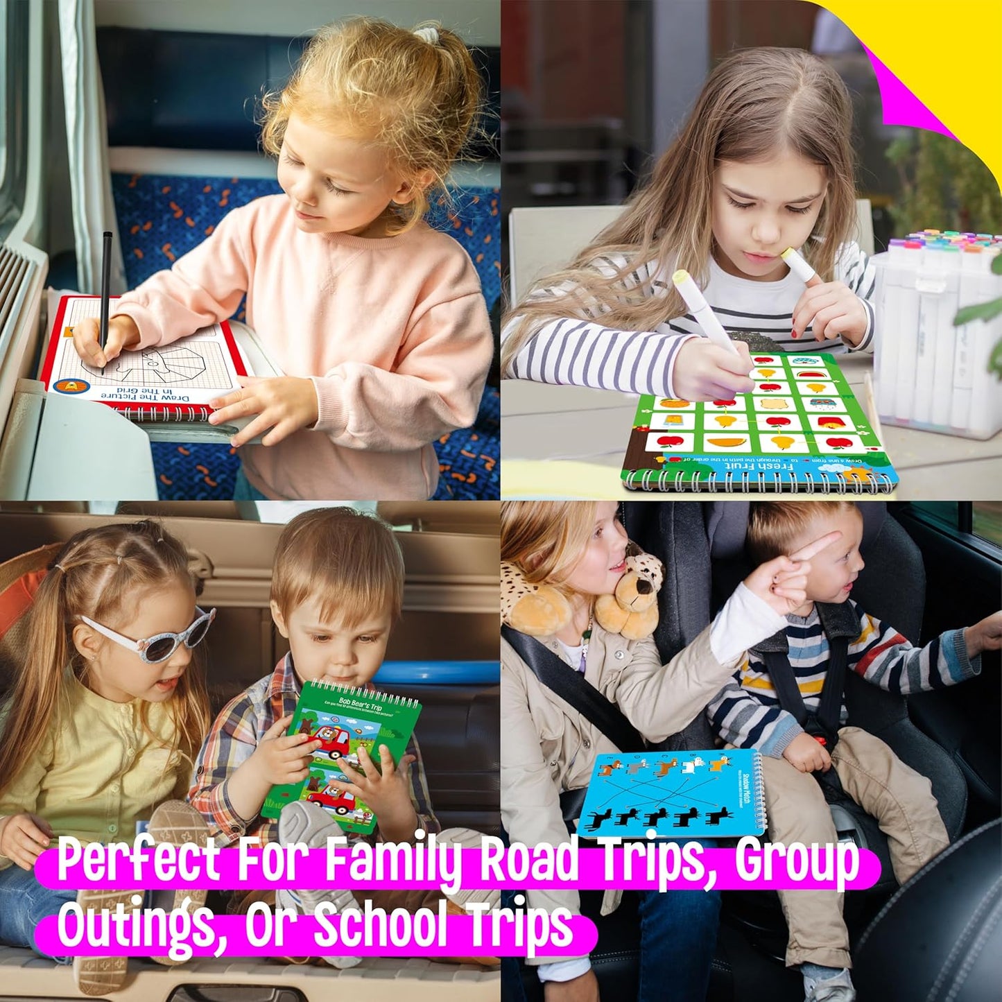 SpriteGru Logic Puzzles Game Pad, 30 Reusable & Erasable Logical Thinking Games, Dry Erase Brain-Boosting Puzzle Activities Book for Kids, Educational Toy for Road Trip, Airplane & Car Travel