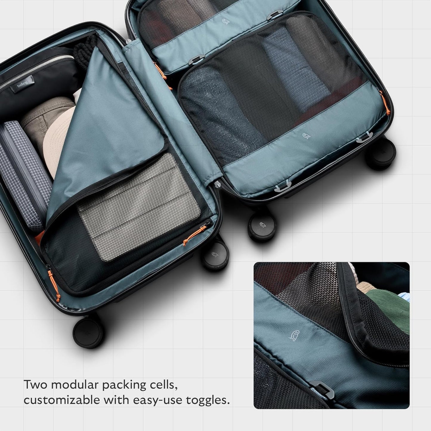 Bellroy Transit Carry-On Plus (46L carry-on luggage, with hard shell and removable packing cells) - Chalk