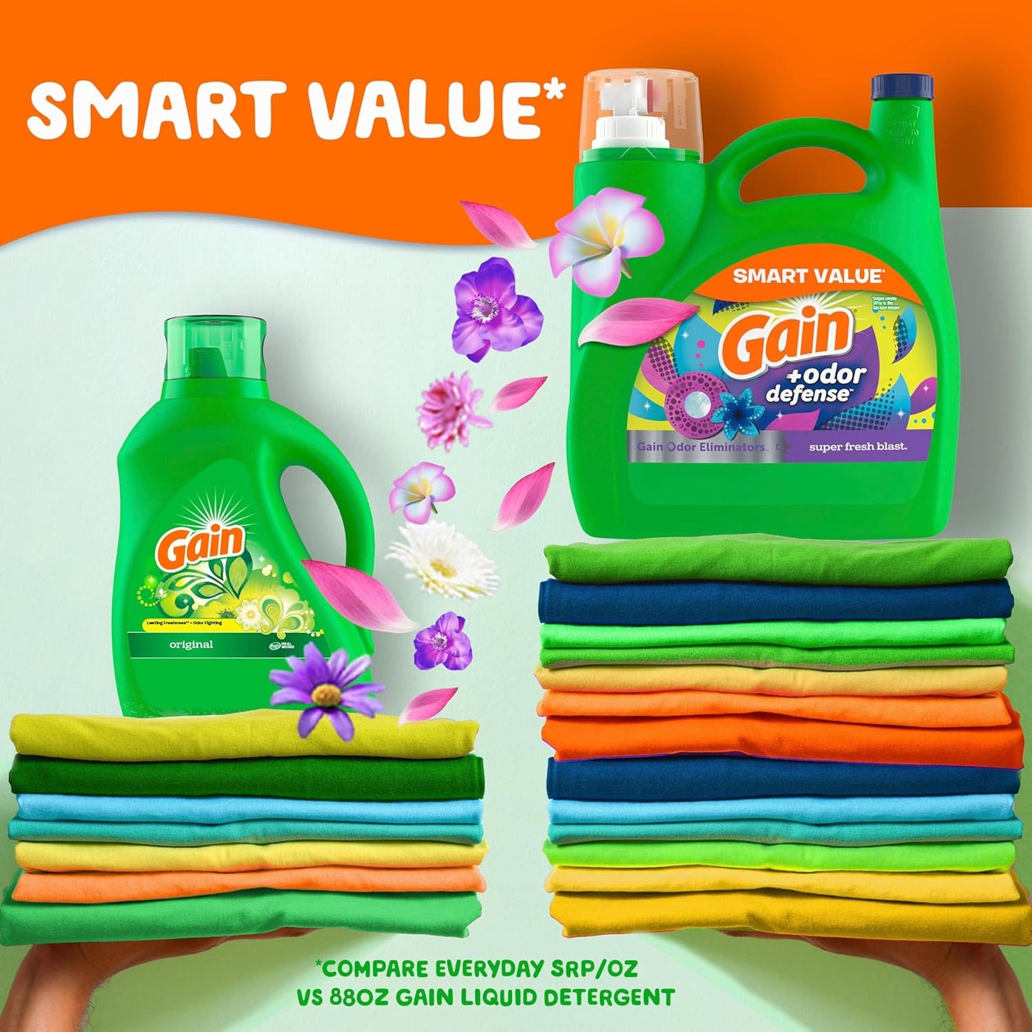 Gain + Odor Defense Liquid Laundry Detergent, Super Fresh Blast Scent, 107 Loads, HE Compatible
