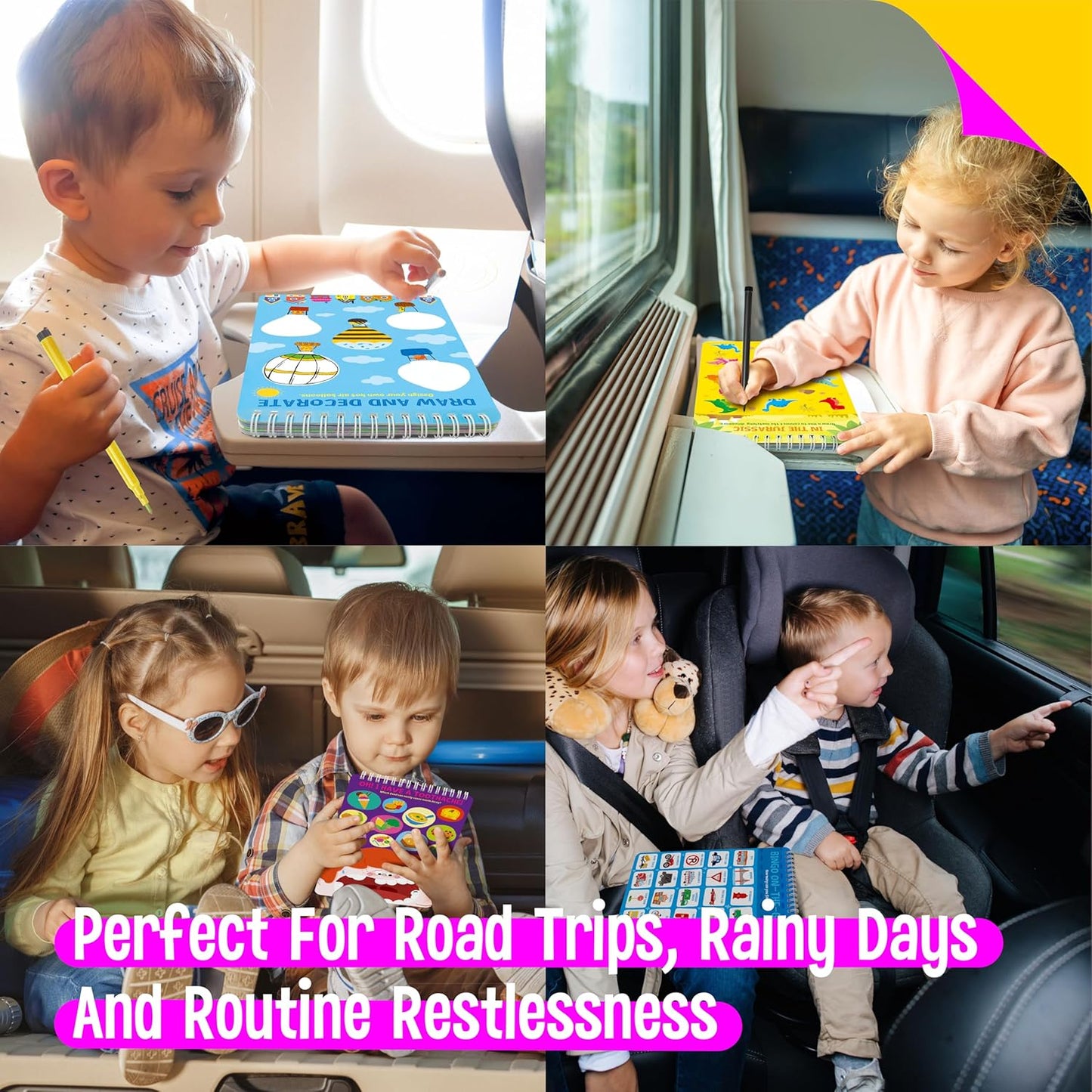 SpriteGru 31 Dry Erase Activities Book, Reusable & Erasable Game Pad, Explore and Find, Maze Matching TIC-TAC-Toe Dot to Dot Educational On The Go Toy and Learning Tool for Road Trip Airplane Travel