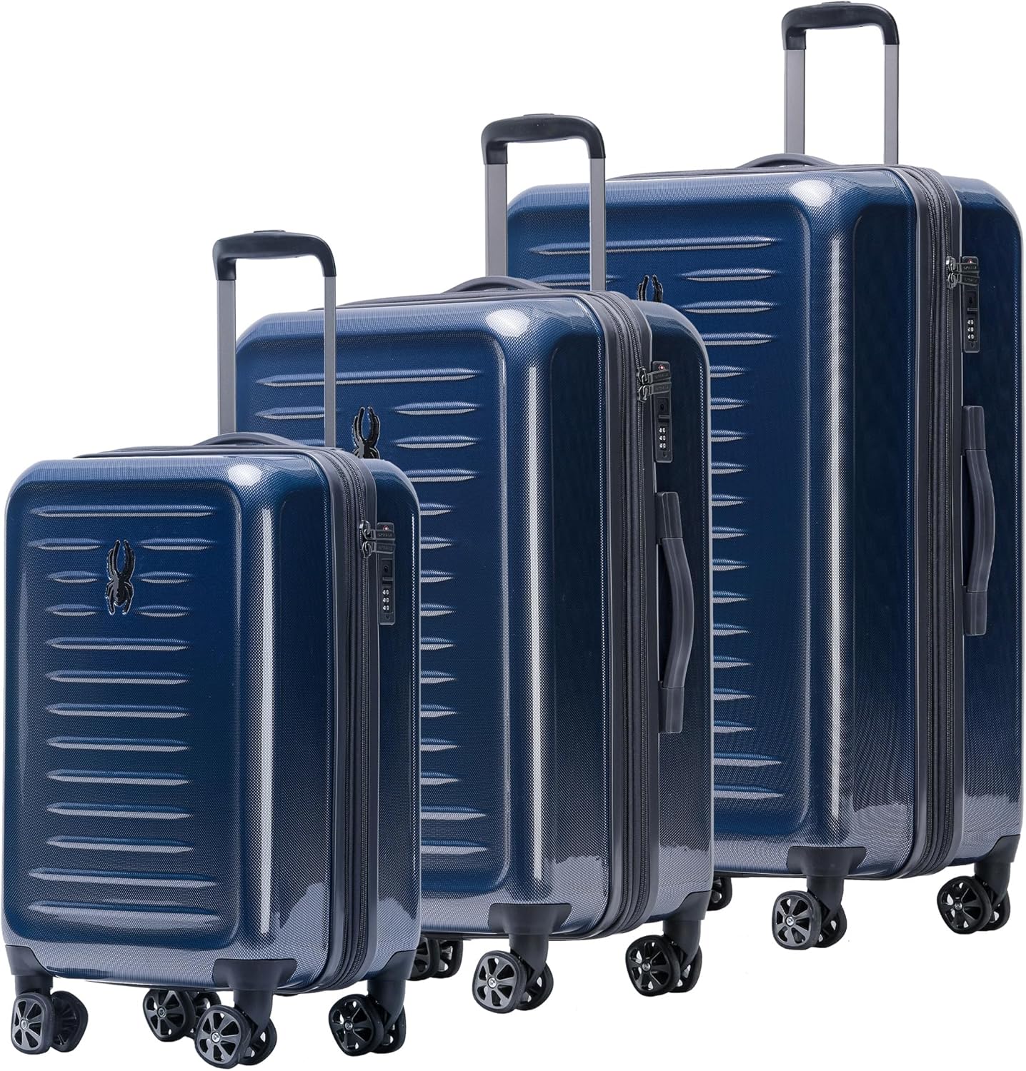 Spyder Rails 3 Piece Luggage Set with 360° Spinner Wheels, TSA Approved Lock, (20 Inch, 25 Inch, 29 Inch), Navy