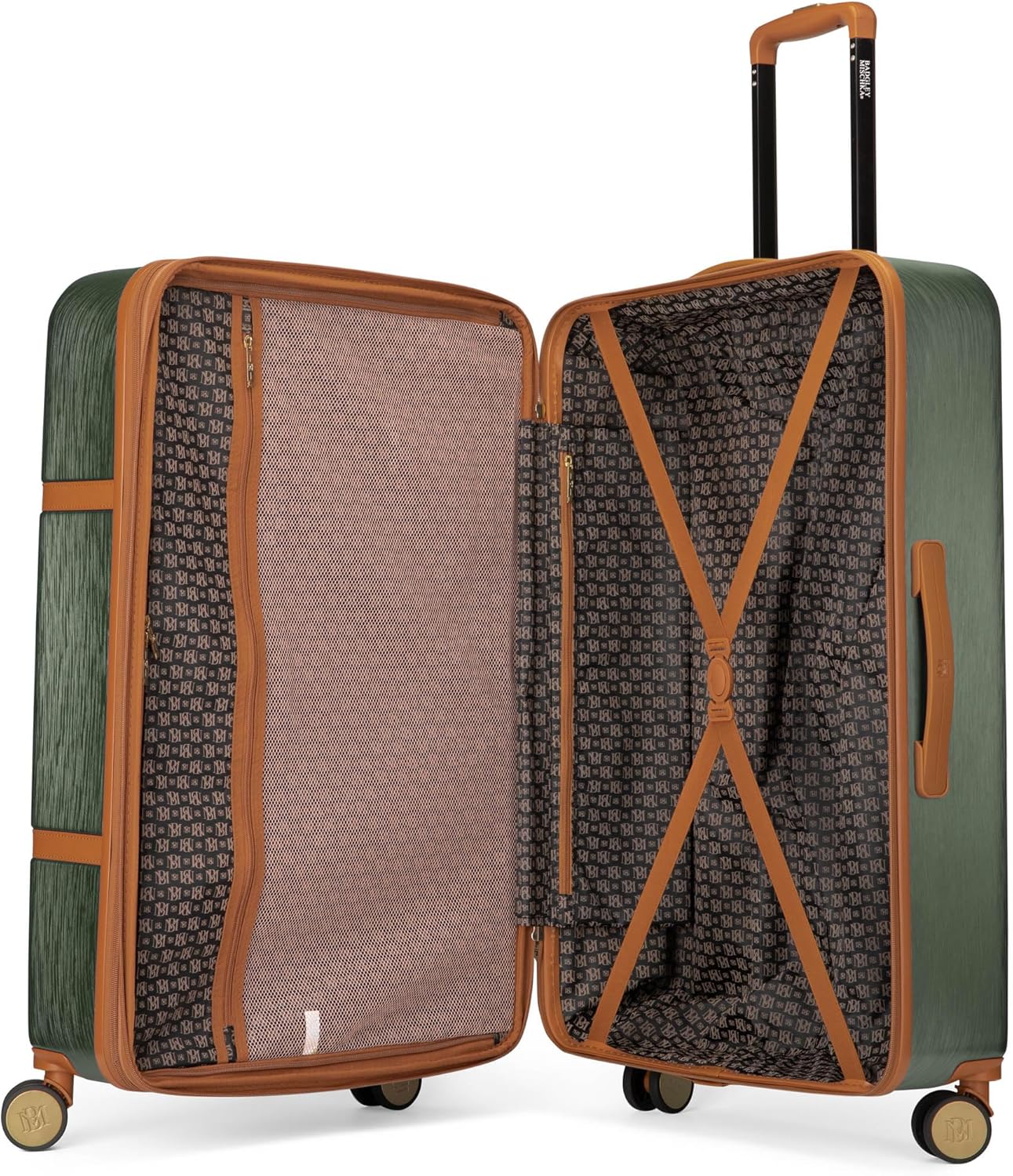 Badgley Mischka Grace 3 Piece Polycarbonate-ABS Expandable Retro Luggage Set (Olive Green)