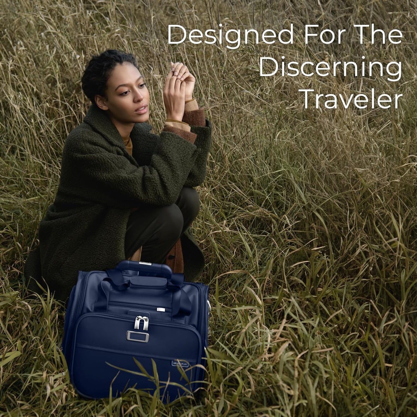 Briggs & Riley 2-Wheel Cabin Bag - Carry On Luggage for Travel, Suitcases with Wheels, Softside Rolling Bag for Men & Women, Interlocking Handle, Self-Repairing Zipper - Baseline Collection, Navy