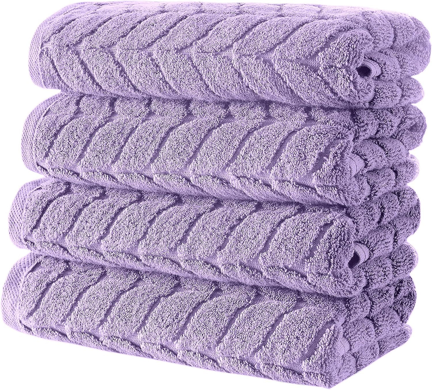BAGNO MILANO Turkish Bath Towels, Soft Plush Jacquard Luxury Bath Towels, Quick Dry Towel Set (Lavender, 4 Pcs Hand Towel Set)