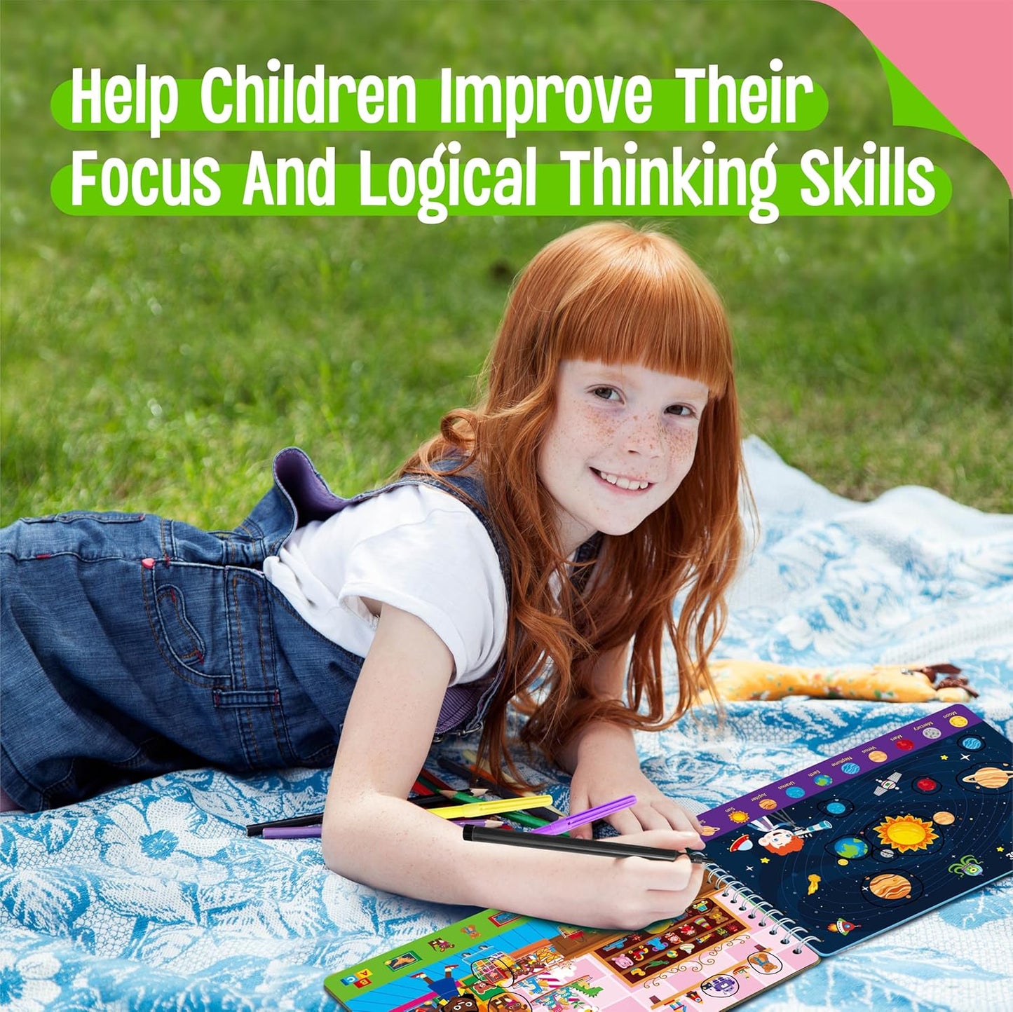 SpriteGru Search & Find Book, 30 Dry Erase Activities Game Pad, Reusable & Erasable Montessori Learning Toy Educational Games Autism Sensory Toys for Preschool Girls and Boys Ages 3, 4, 5, 6