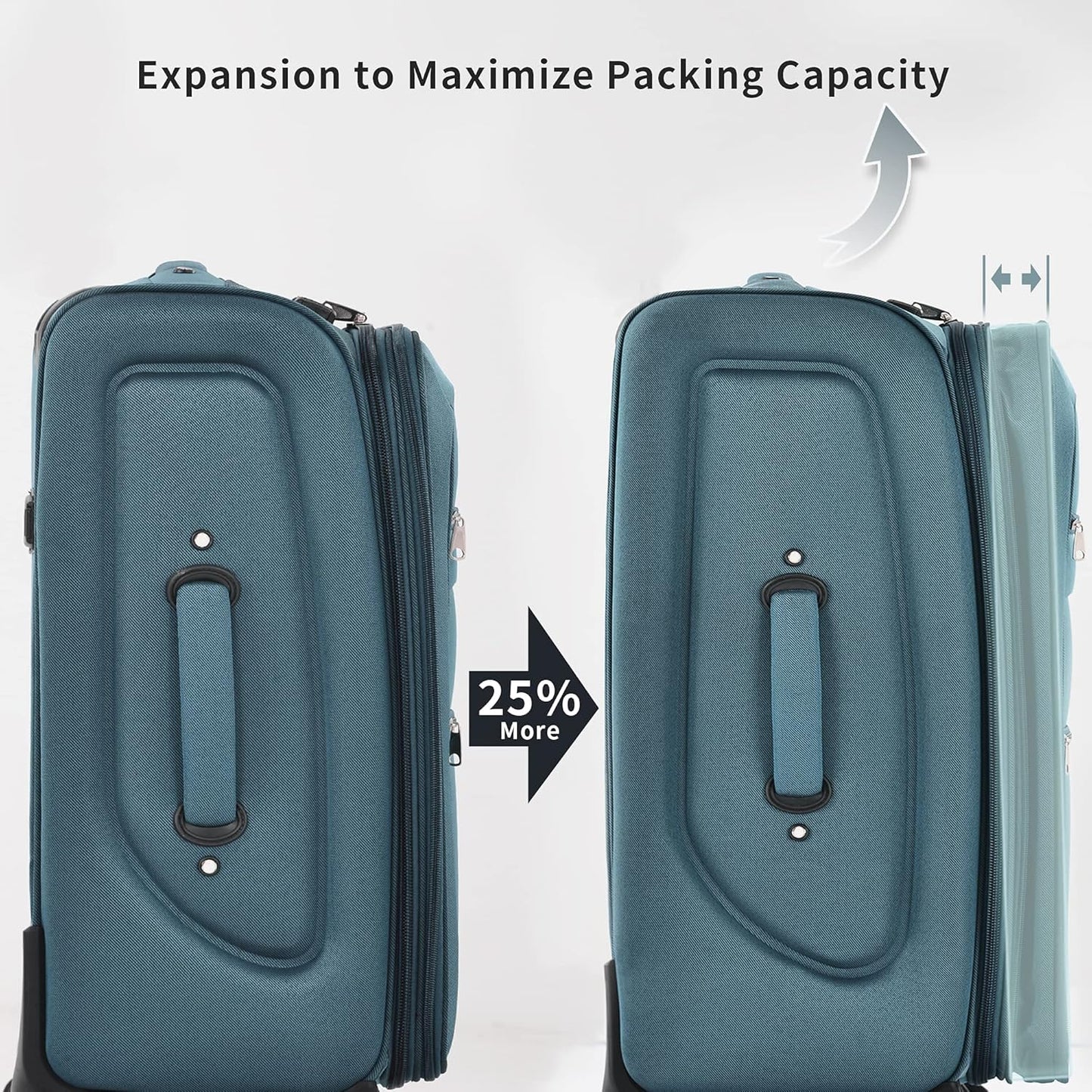 Merax Softside Luggage Set Softshell Lightweight 3 Piece Spinner Suitcase 22" 26" 30" New Green