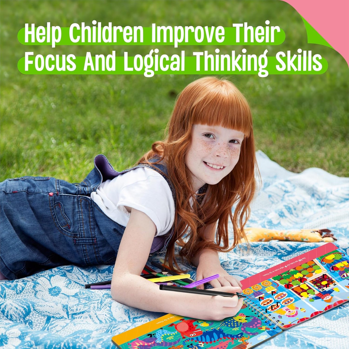 SpriteGru 28 Dry Erase Activities Book, Reusable & Erasable Game Pad, Explore and Find Games Interesting Educational Toy and Learning Tool for Road Trip Airplane Travel