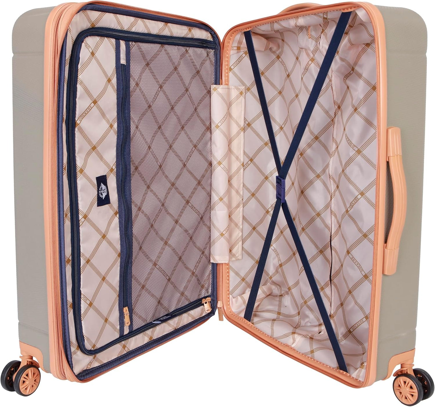 Dockers Hooper Hardside Expandable 8-Wheel Spinner Travel Luggage, Timberwolf, 28-Inch Checked