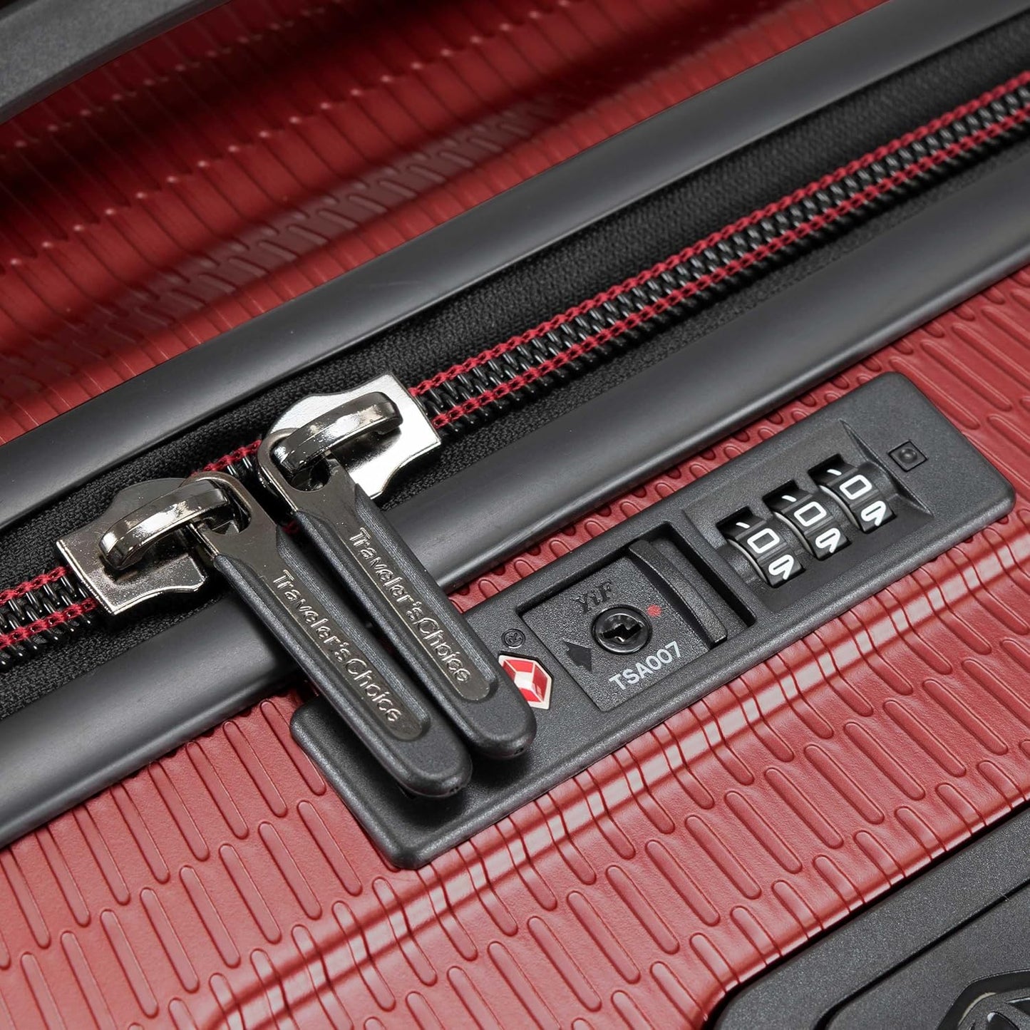 Traveler's Choice Maxporter II 22" Hardside Polycarbonate Spinner Carry-On Luggage, USB Port, TSA Lock, Red