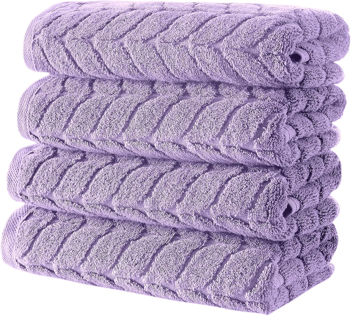 BAGNO MILANO Turkish Bath Towels, Soft Plush Jacquard Luxury Bath Towels, Quick Dry Towel Set (Lavender, 3 pcs Towel Set)