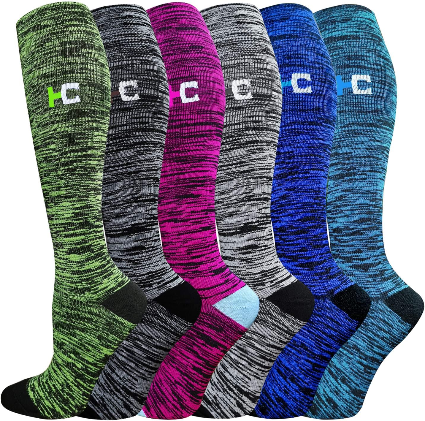 Graduated Compression Socks for Women&Men 20-30mmhg Knee High Socks Travel Hiking Running Stocking