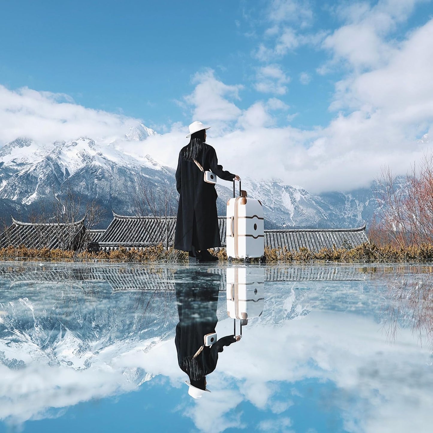 DELSEY PARIS Chatelet Air 2.0 Hardside Luggage with Spinner Wheels, Angora, Checked-Large 28 Inch