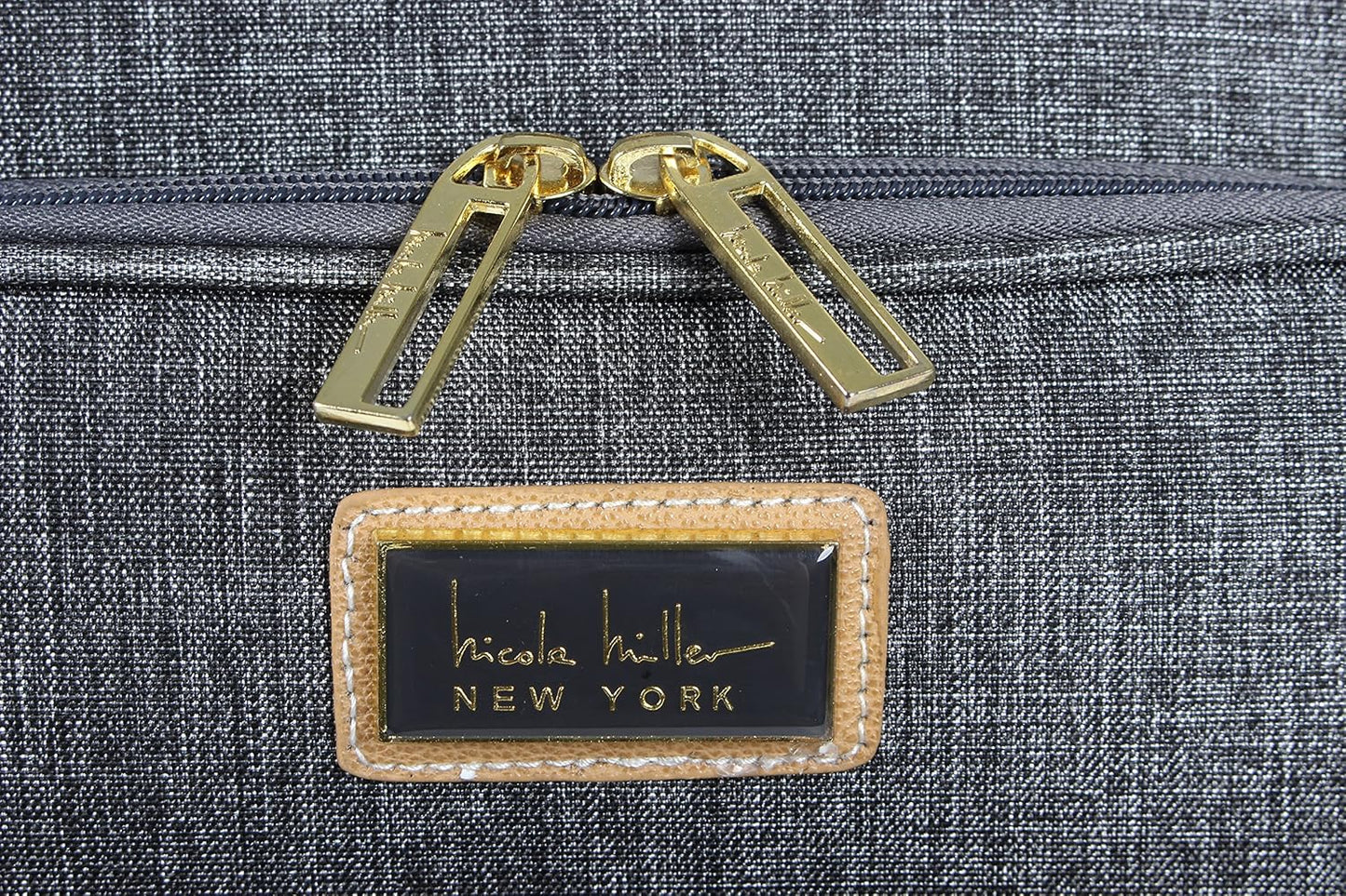 Nicole Miller New York Luggage Collection - Designer Lightweight Softside Expandable Suitcase- 20 Inch Carry On Bag with 4-Rolling Spinner Wheels (Paige Silver)