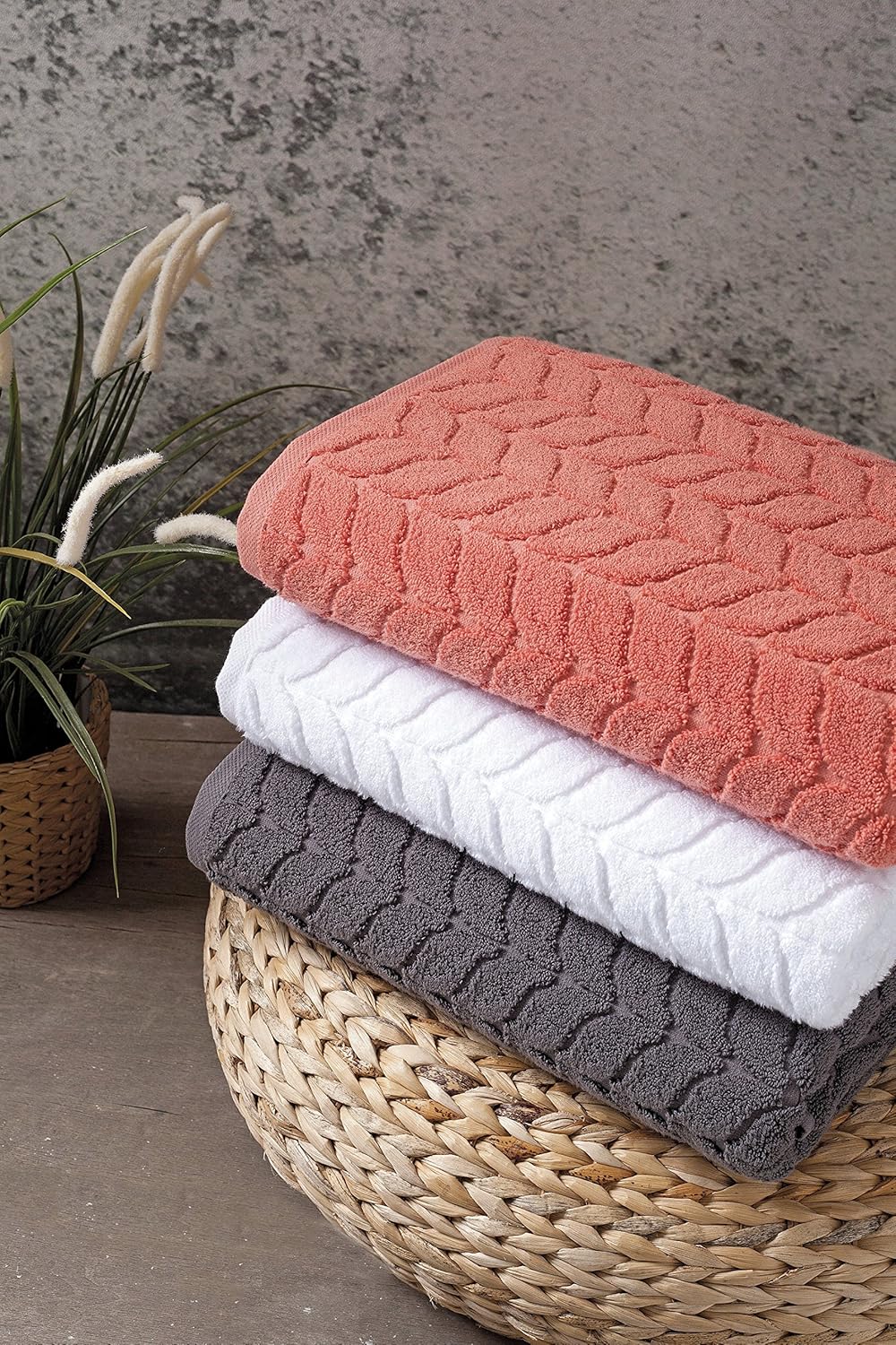 BAGNO MILANO Turkish Bath Towels, Soft Plush Jacquard Luxury Bath Towels, Quick Dry Towel Set (Charcoal, 2 pcs Bath Towel Set)