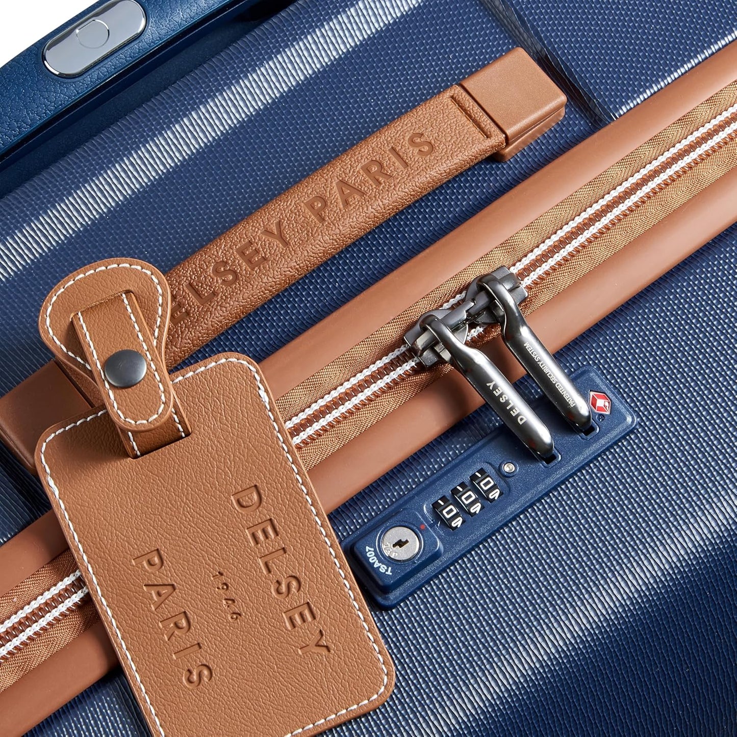 DELSEY PARIS Chatelet Air 2.0 Hardside Luggage with Spinner Wheels, Navy Blue, Checked-Large 28 Inch