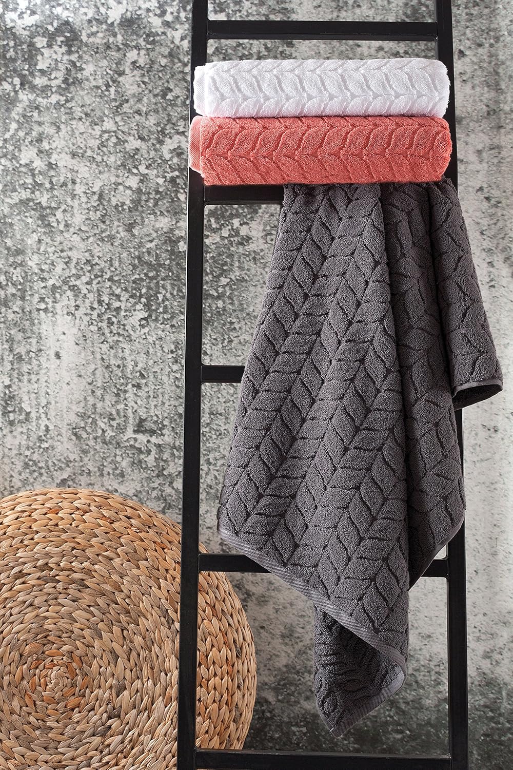 BAGNO MILANO Turkish Bath Towels, Soft Plush Jacquard Luxury Bath Towels, Quick Dry Towel Set (Grey, 2 pcs Bath Towel Set)